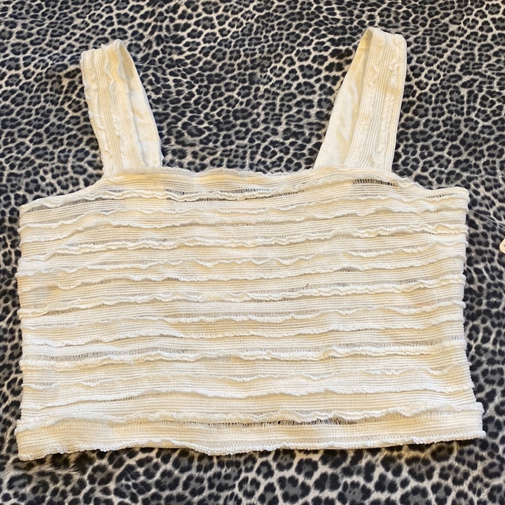 Free People Movement Femme Tank Cropped Bra Bralette Ivory Sz M NWT - Picture 2 of 5